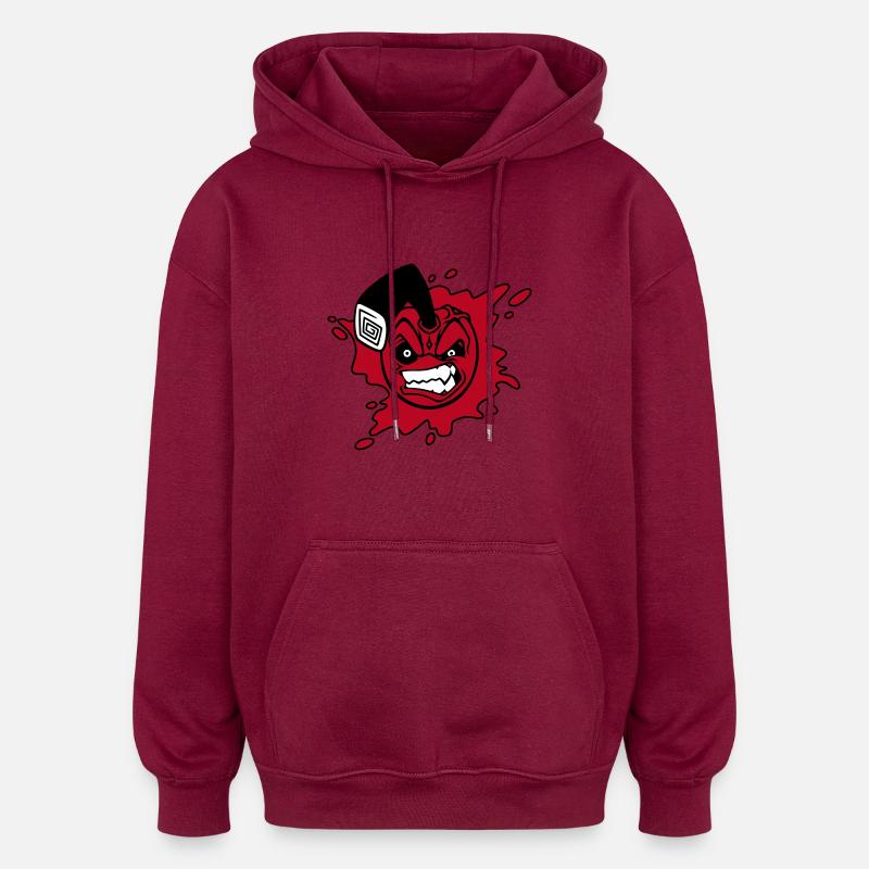 Angry cherry - Oversized Unisex Hoodie - burgundy