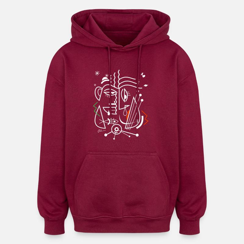 jonasyeltshirtprint2 - Sweat à capuche oversize unisexe - bordeaux