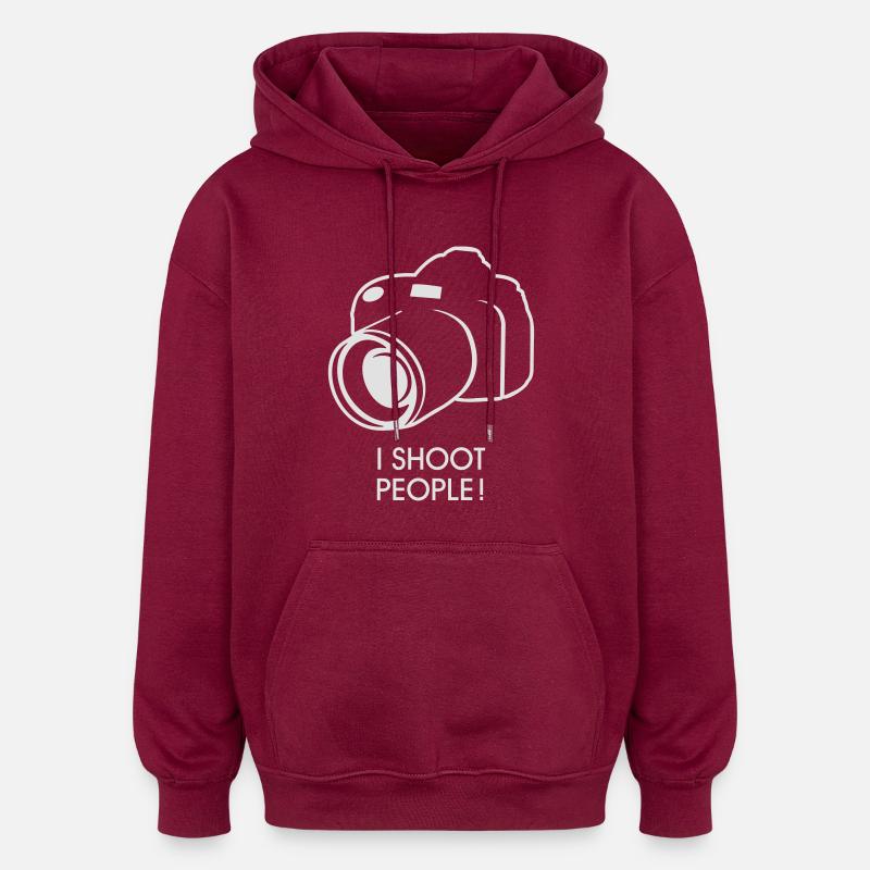 i shoot people - Sweat à capuche oversize unisexe - bordeaux