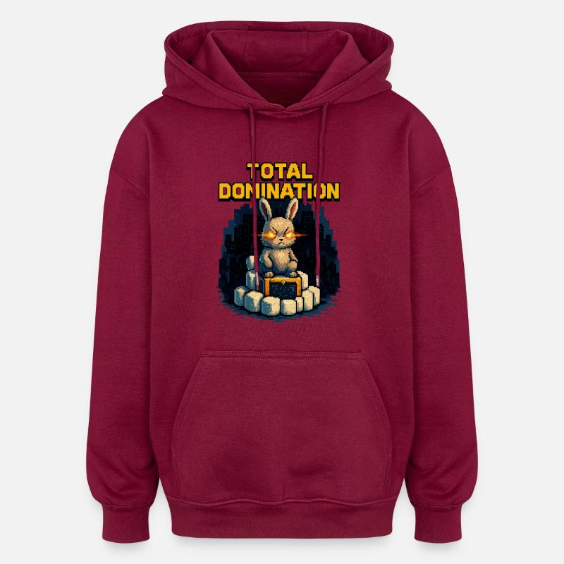 Pixel Bunny – Total Domination - Oversized Unisex Hoodie - burgundy