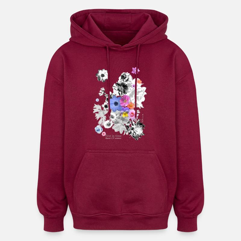 Flower Power N°6 - Sweat à capuche oversize unisexe - bordeaux