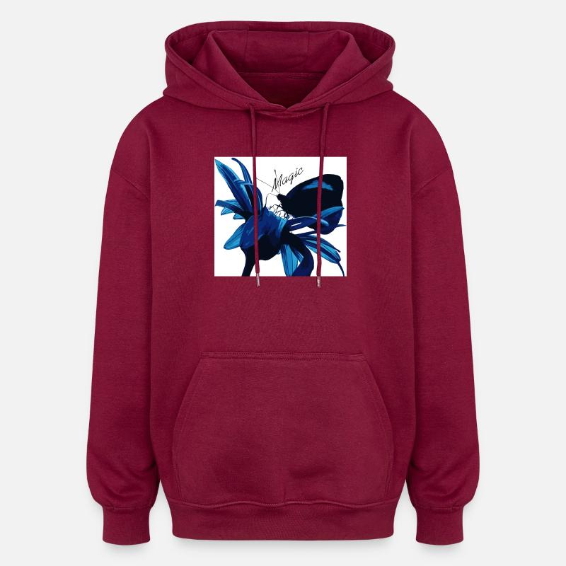 Fleur Bleue Magie avec Magie - Sweat à capuche oversize unisexe - bordeaux