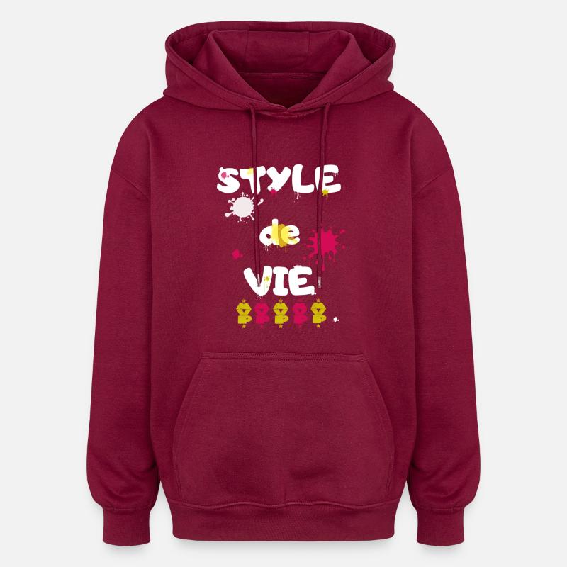 Style de vie - Sweat à capuche oversize unisexe - bordeaux