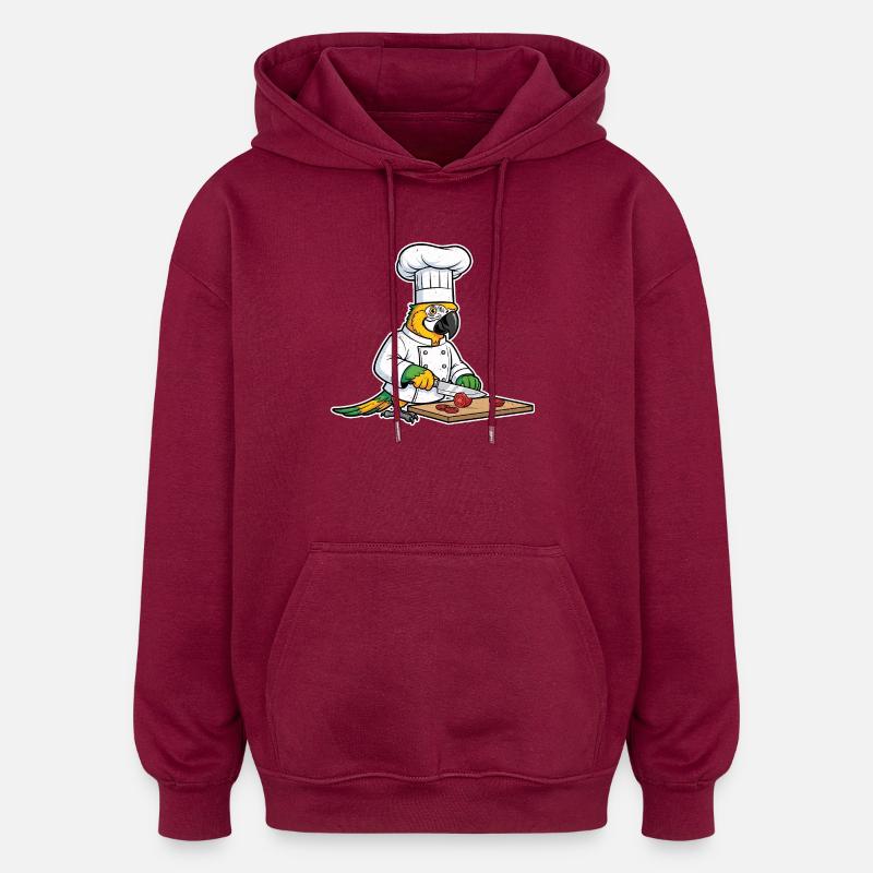 Chef perroquet - Sweat à capuche oversize unisexe - bordeaux