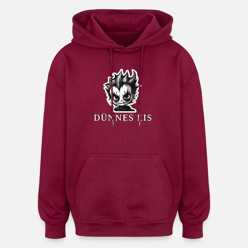 Glace fine, mauvais caractère - Sweat à capuche oversize unisexe - bordeaux