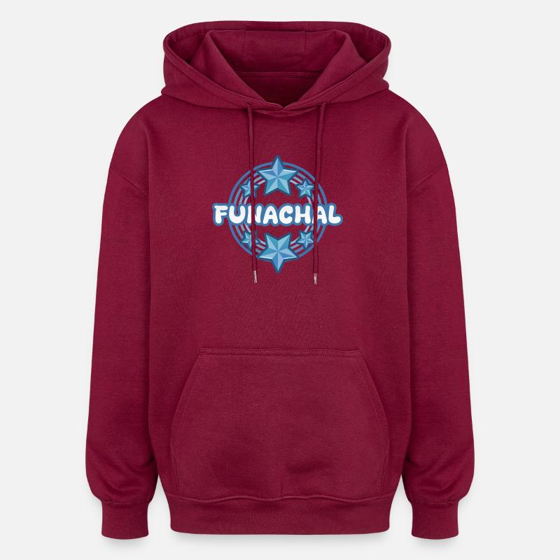 Magie des Étoiles de Funachal - Sweat à capuche oversize unisexe - bordeaux