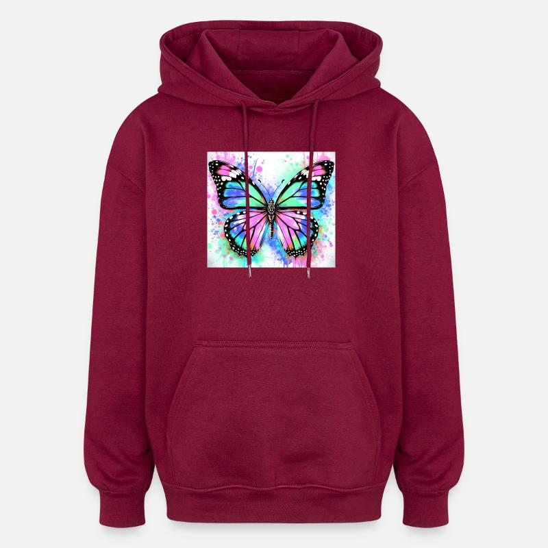 Schmetterling - Oversized Unisex Hoodie - Burgunderrot