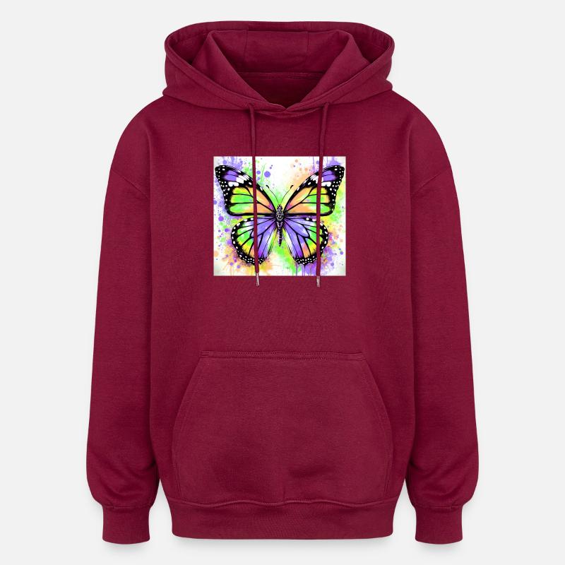 papillon - Sweat à capuche oversize unisexe - bordeaux