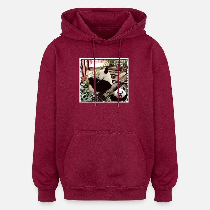 Mode Panda activé - Sweat à capuche oversize unisexe - bordeaux