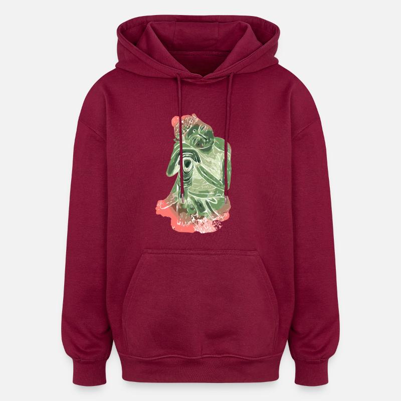 Bouddha - Sweat à capuche oversize unisexe - bordeaux