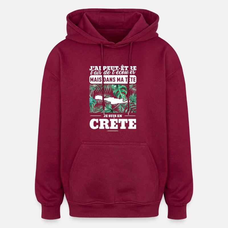 crète-définition - Sweat à capuche oversize unisexe - bordeaux