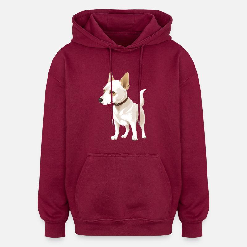 Chien mignon - Sweat à capuche oversize unisexe - bordeaux