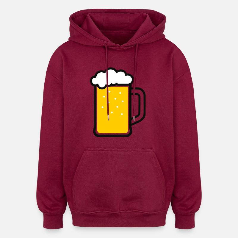 Bier - Oversized Unisex Hoodie - Burgunderrot