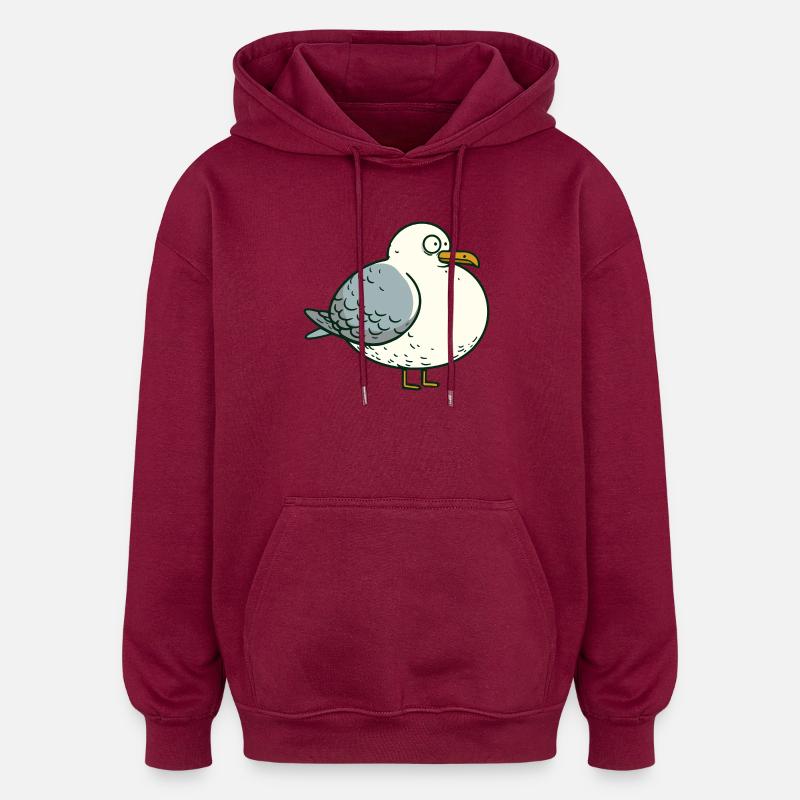 Comic dick fett Nordsee Moin Möwe Pier Hafen - Oversized Unisex Hoodie - Burgunderrot