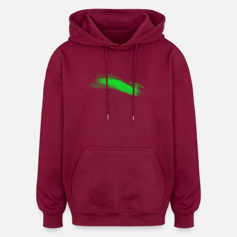 Trait de pinceau vert abstrait - Sweat à capuche oversize unisexe - bordeaux