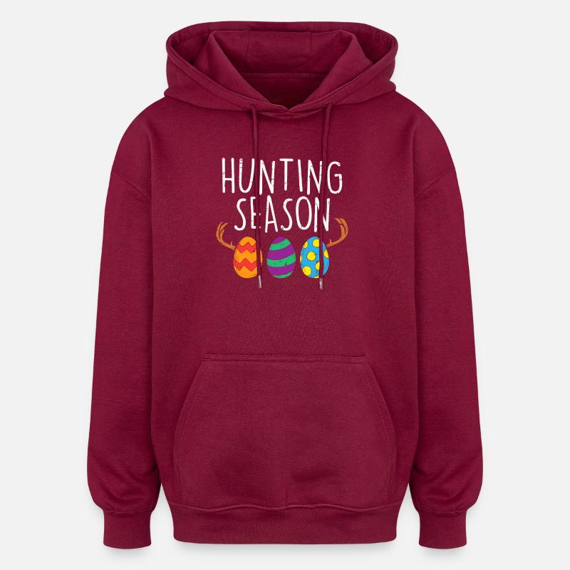 Hunting Season Easter Eggs - Oversized Unisex Hoodie - burgundy