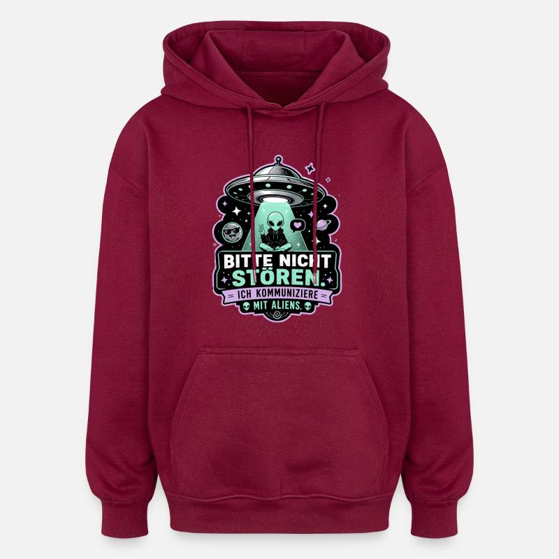 Bitte nicht stören – Alien Edition - Oversized Unisex Hoodie - Burgunderrot