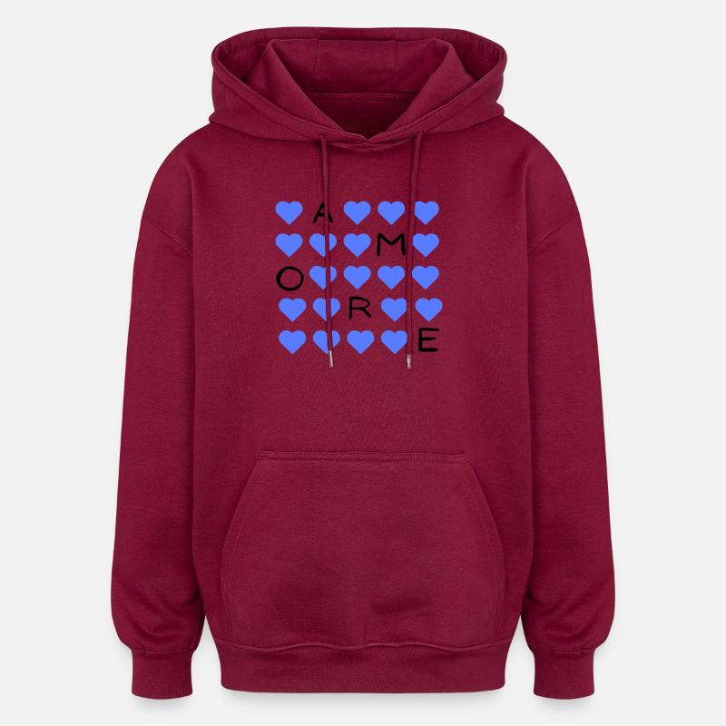 Blauherz Raster Muster - Oversized Unisex Hoodie - Burgunderrot