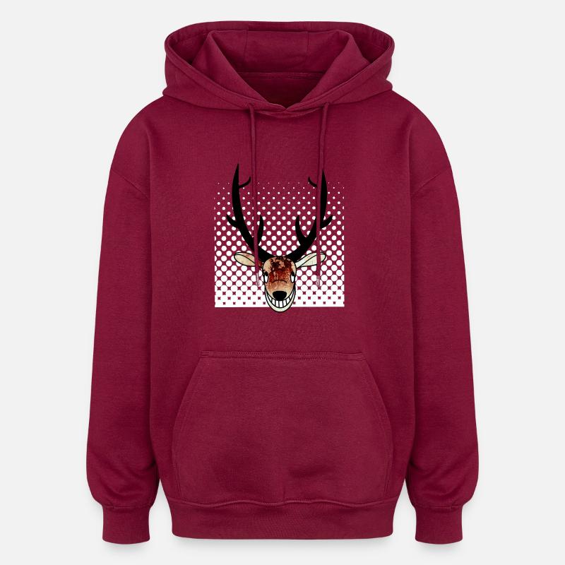 cerf - Sweat à capuche oversize unisexe - bordeaux