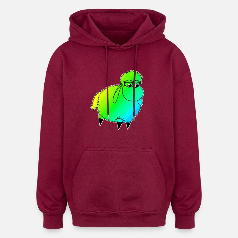 Wolly Sheeeepling Vague rétro - Sweat à capuche oversize unisexe - bordeaux