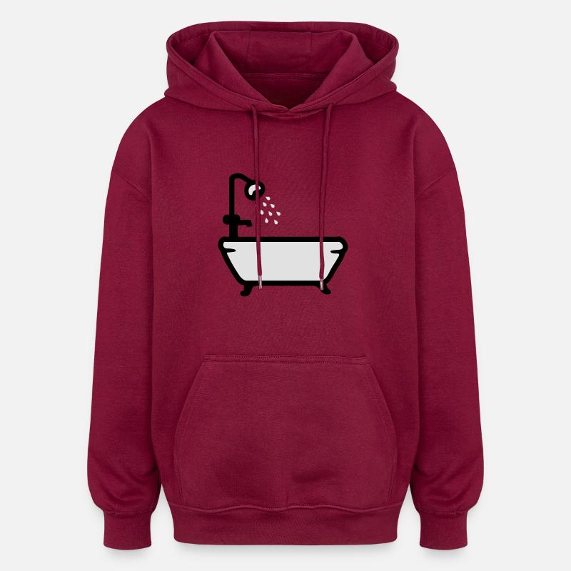 Baignoire - Douche - Sweat à capuche oversize unisexe - bordeaux