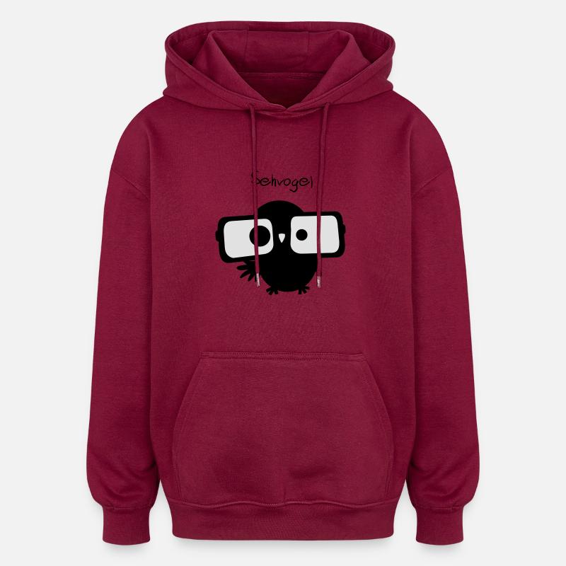 OWL / / Sehvogel - Sweat à capuche oversize unisexe - bordeaux