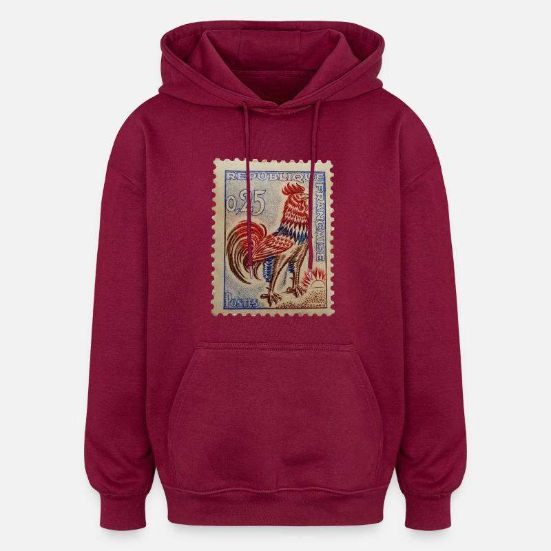 timbre français - Sweat à capuche oversize unisexe - bordeaux