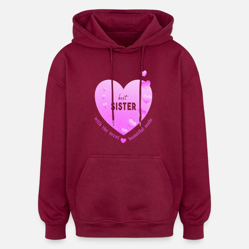 Meilleure soeur - Sweat à capuche oversize unisexe - bordeaux