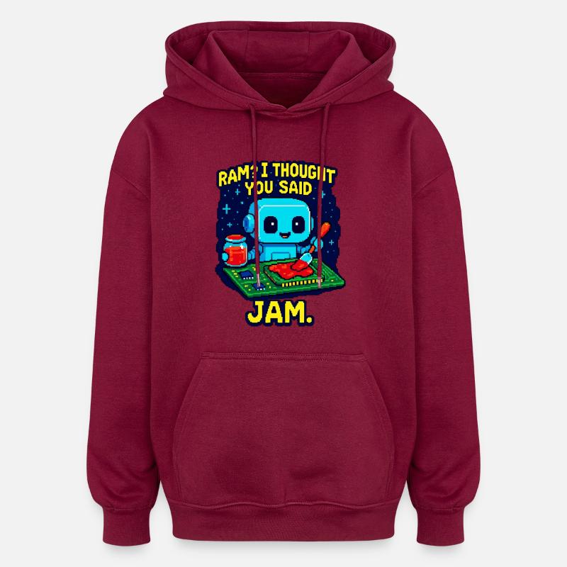 RAM oder Marmelade? - Oversized Unisex Hoodie - Burgunderrot