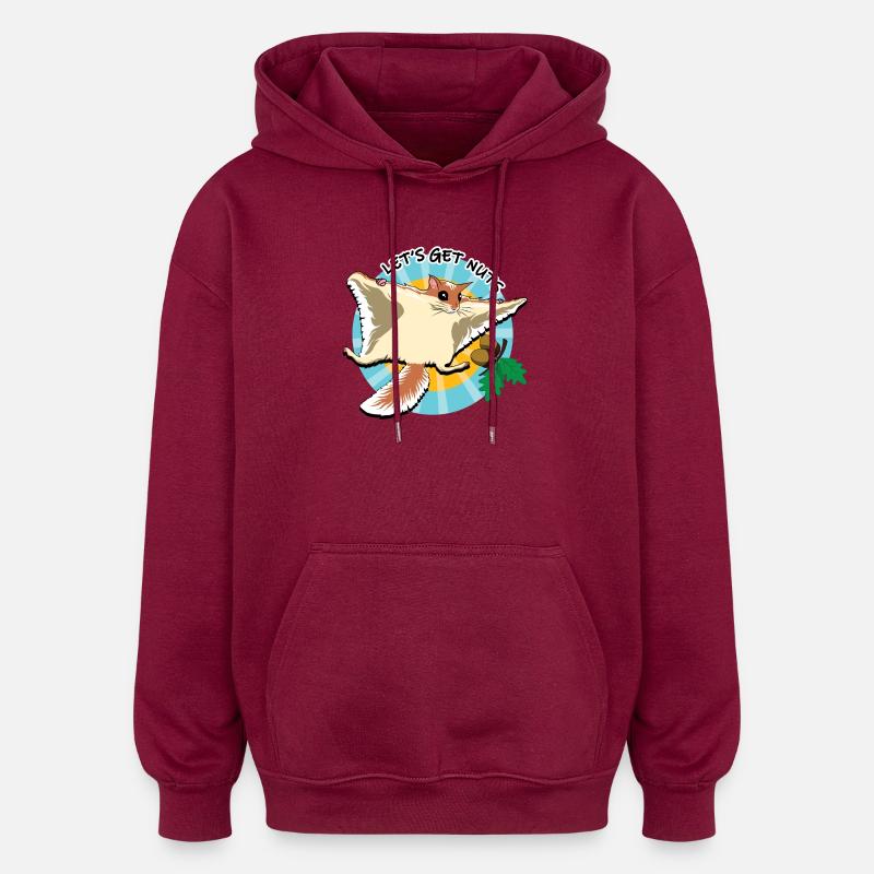 Écureuil volant - Let's Get Nuts - Sweat à capuche oversize unisexe - bordeaux