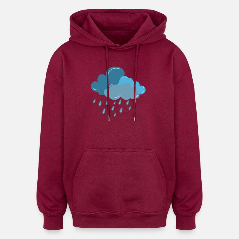 nuage, pluie, orage - Sweat à capuche oversize unisexe - bordeaux