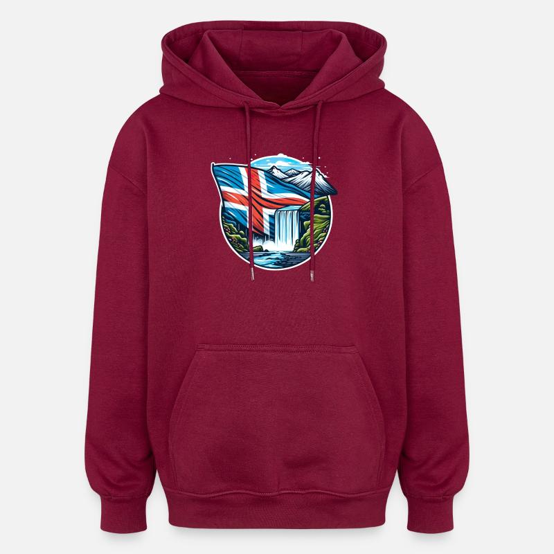 Islande Islande 2 - Sweat à capuche oversize unisexe - bordeaux