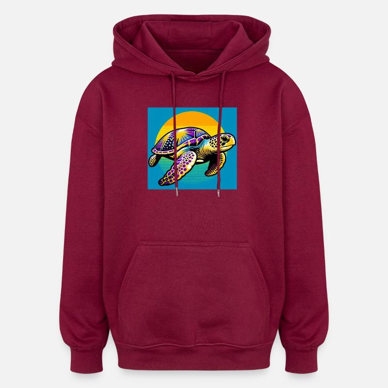 turtle - Oversized Unisex Hoodie - burgundy