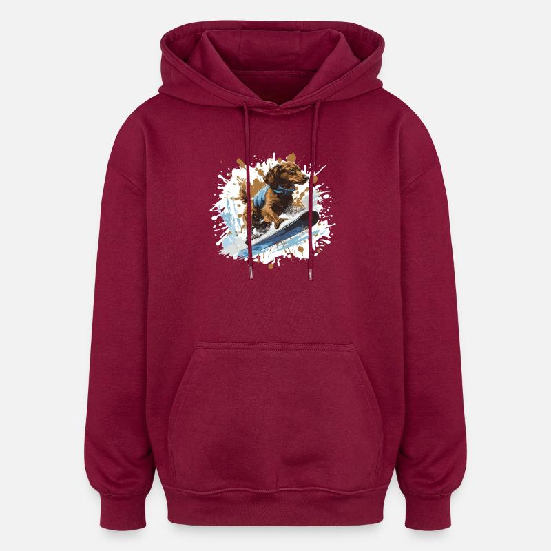 Teckel Teckel Teckel Snowboard - Sweat à capuche oversize unisexe - bordeaux