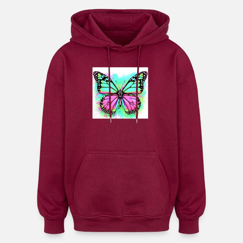 Schmetterling - Oversized Unisex Hoodie - Burgunderrot