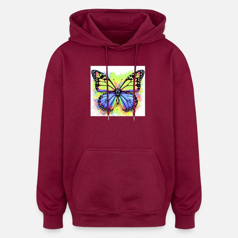 papillon - Sweat à capuche oversize unisexe - bordeaux