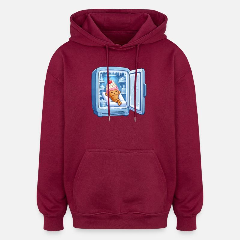Kühlschrank Eiscreme Kuschelheld - Oversized Unisex Hoodie - burgundy