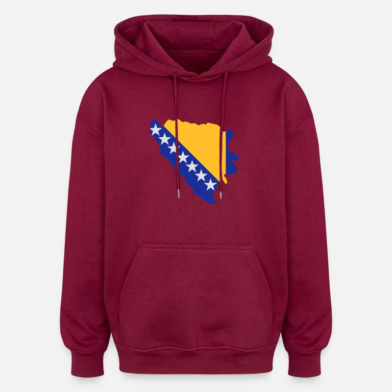 Bosnie-Herzégovine - Sweat à capuche oversize unisexe - bordeaux