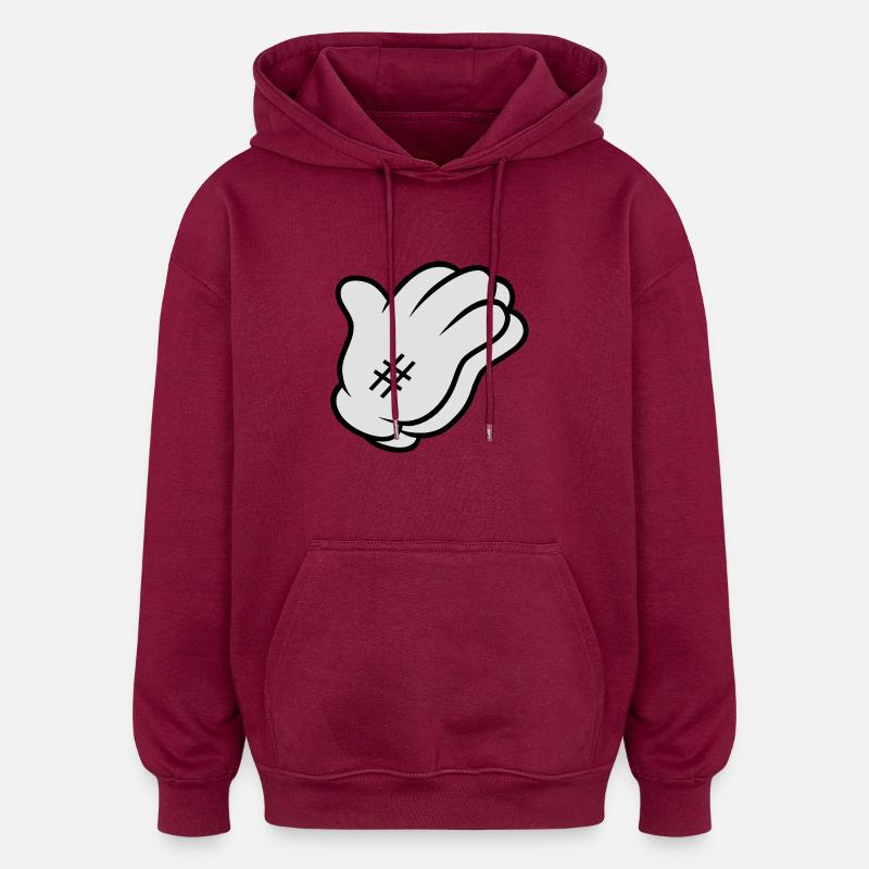 Comic Hand Pray - Sweat à capuche oversize unisexe - bordeaux