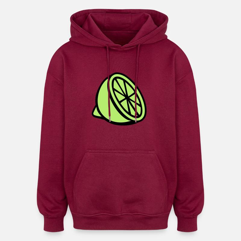 Lime - Oversized Unisex Hoodie - burgundy