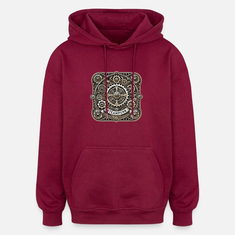 Steampunk Logo - Sweat à capuche oversize unisexe - bordeaux