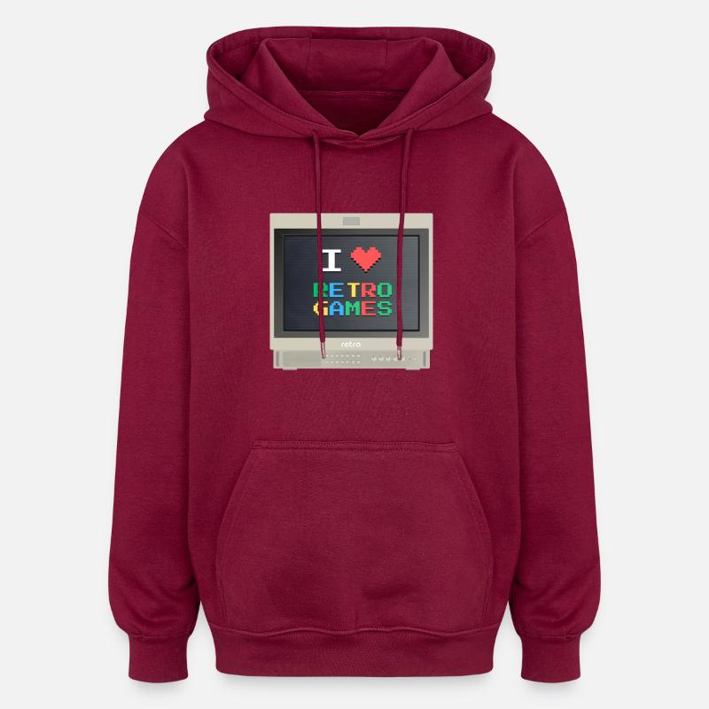 PVM Lover - Retrogames (Beige) - Sweat à capuche oversize unisexe - bordeaux