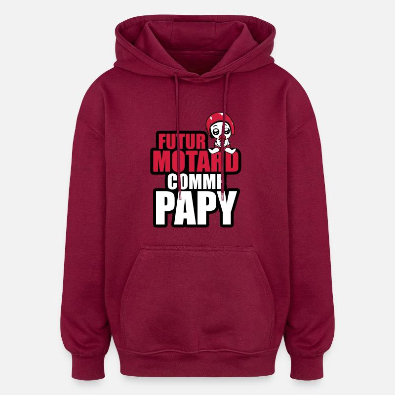 futur motard comme papy - Sweat à capuche oversize unisexe - bordeaux