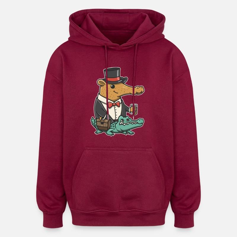 Capybara Dapper Crocodile - Sweat à capuche oversize unisexe - bordeaux