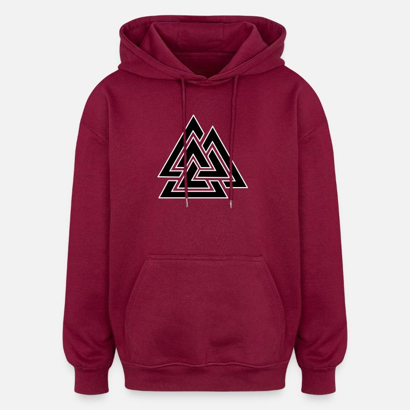 Dreiecksverschlungenes Muster - Oversized Unisex Hoodie - Burgunderrot