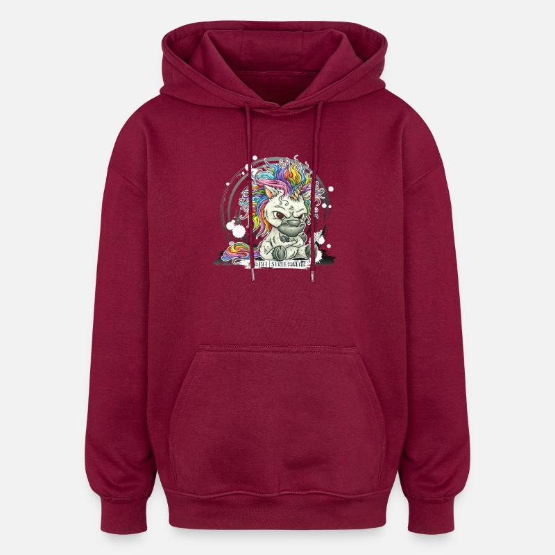 Mornicorne pré-café - Sweat à capuche oversize unisexe - bordeaux