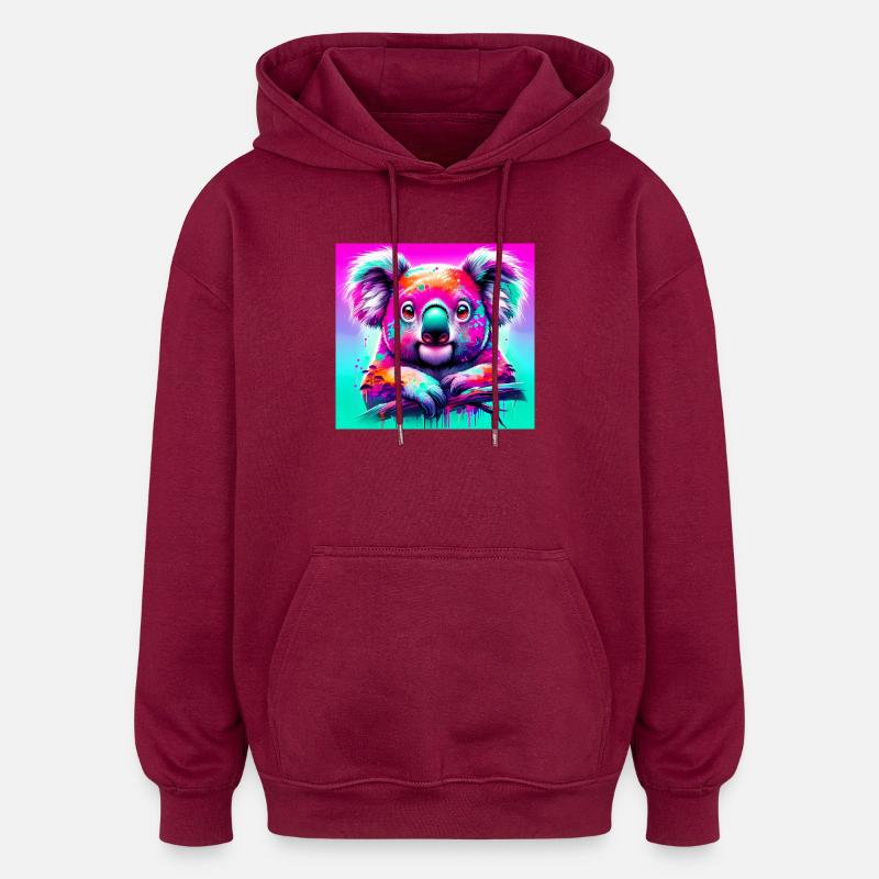 Koala - Sweat à capuche oversize unisexe - bordeaux