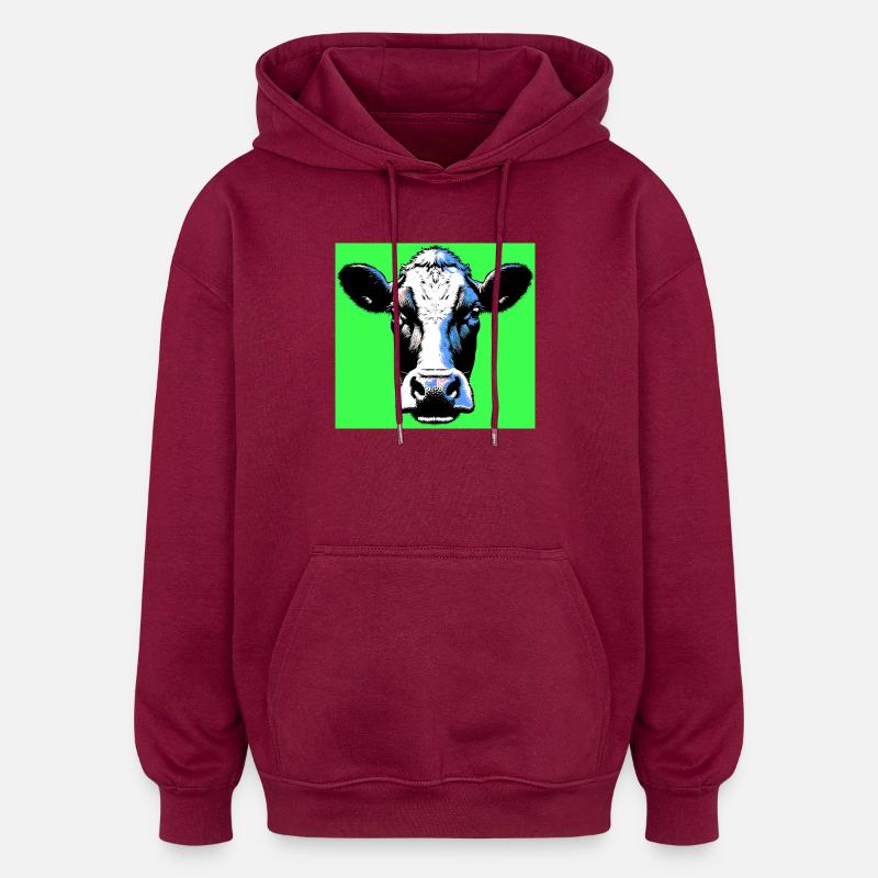 vache - Sweat à capuche oversize unisexe - bordeaux