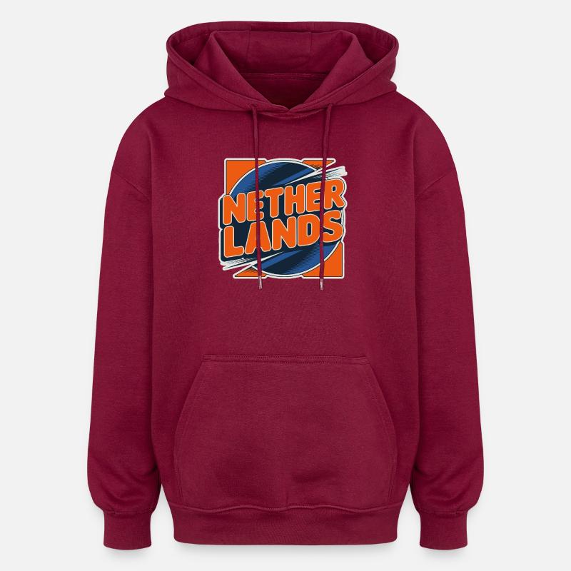 Pays-Bas - Sweat à capuche oversize unisexe - bordeaux