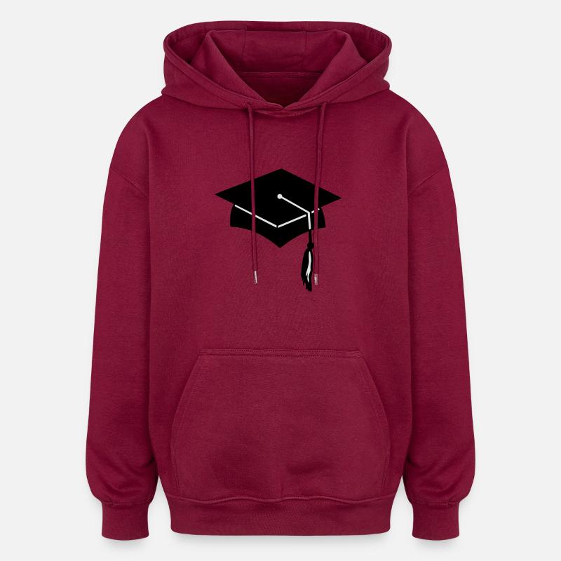 examenhut - absolventenhut - Sweat à capuche oversize unisexe - bordeaux